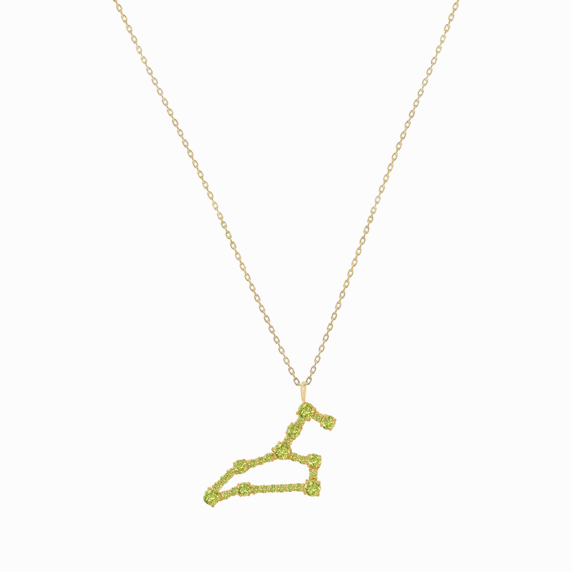 Leo Zodiac Constellation Pendant 14K Solid Gold  Peridot Birthstone