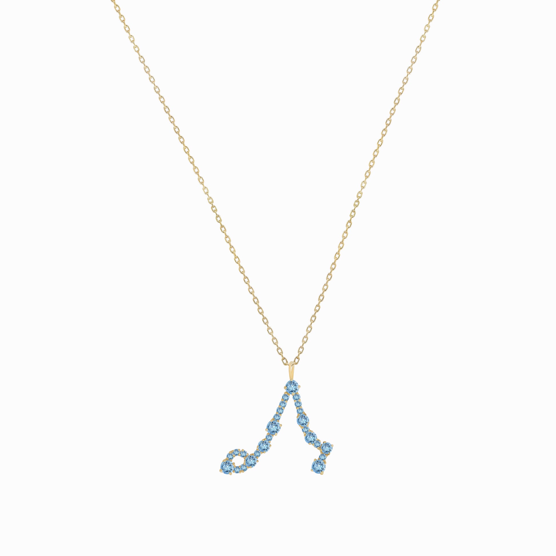 Pisces Zodiac Constellation Pendant 14K Solid Gold Aquamarine Birthstone | BY L’AIMÉ NEW YORK