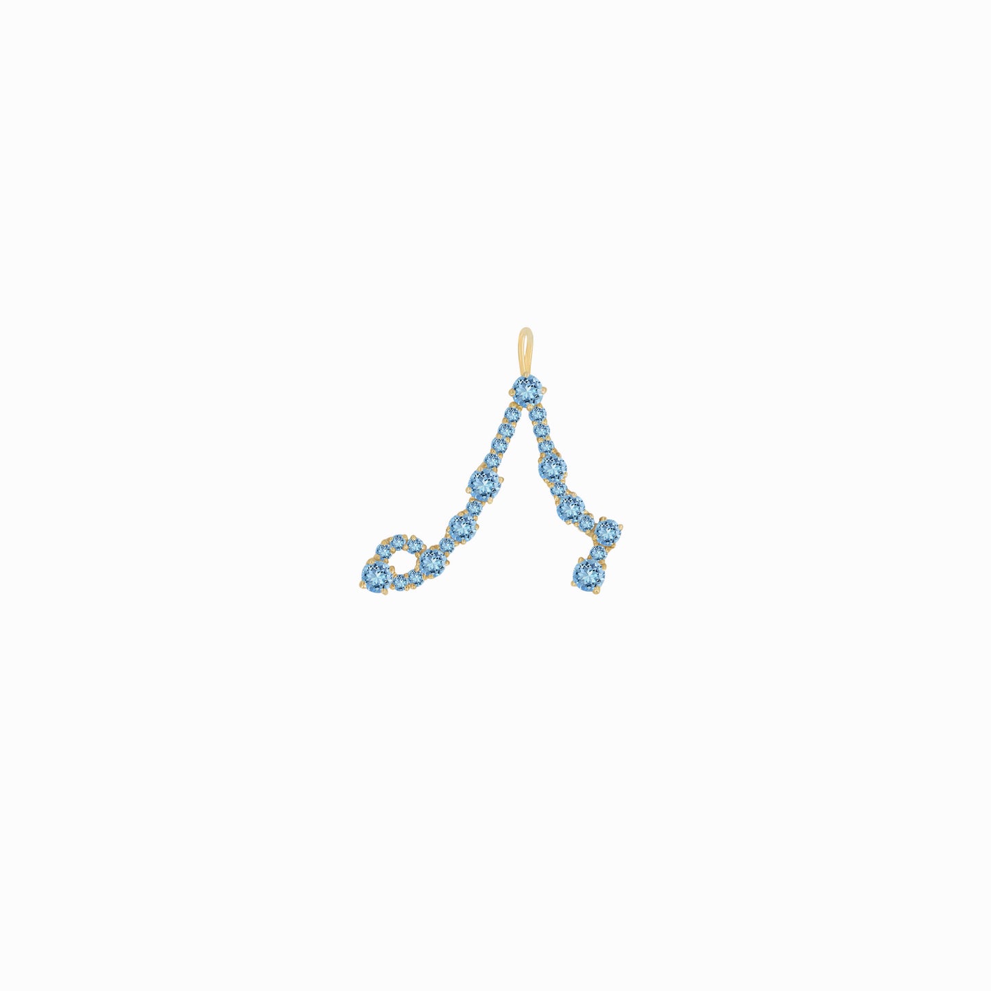 Pisces Zodiac Constellation Pendant 14K Solid Gold Aquamarine Birthstone | BY L’AIMÉ NEW YORK