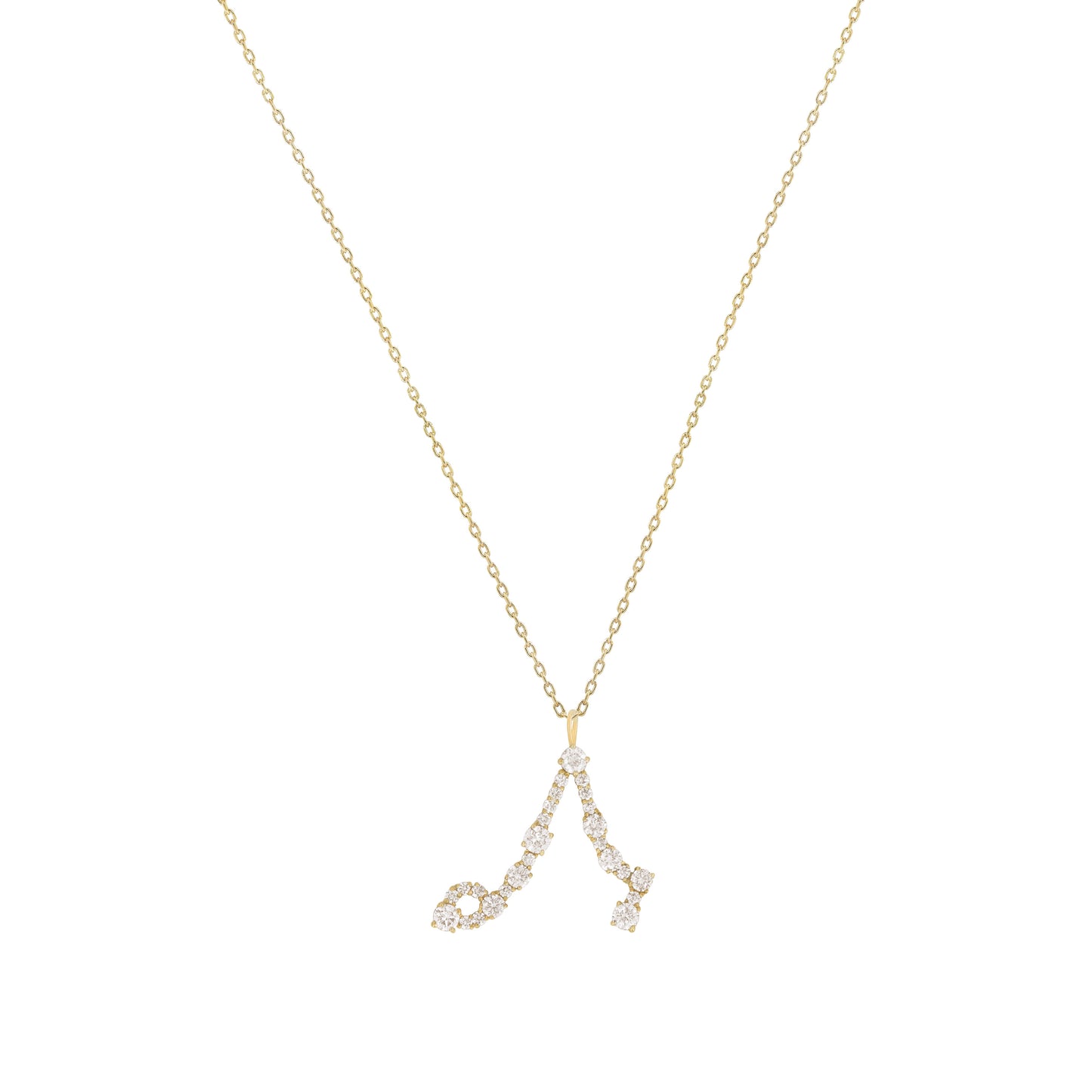 Pisces Zodiac Constellation Pavé Lab Diamond Pendant 14K Solid Gold