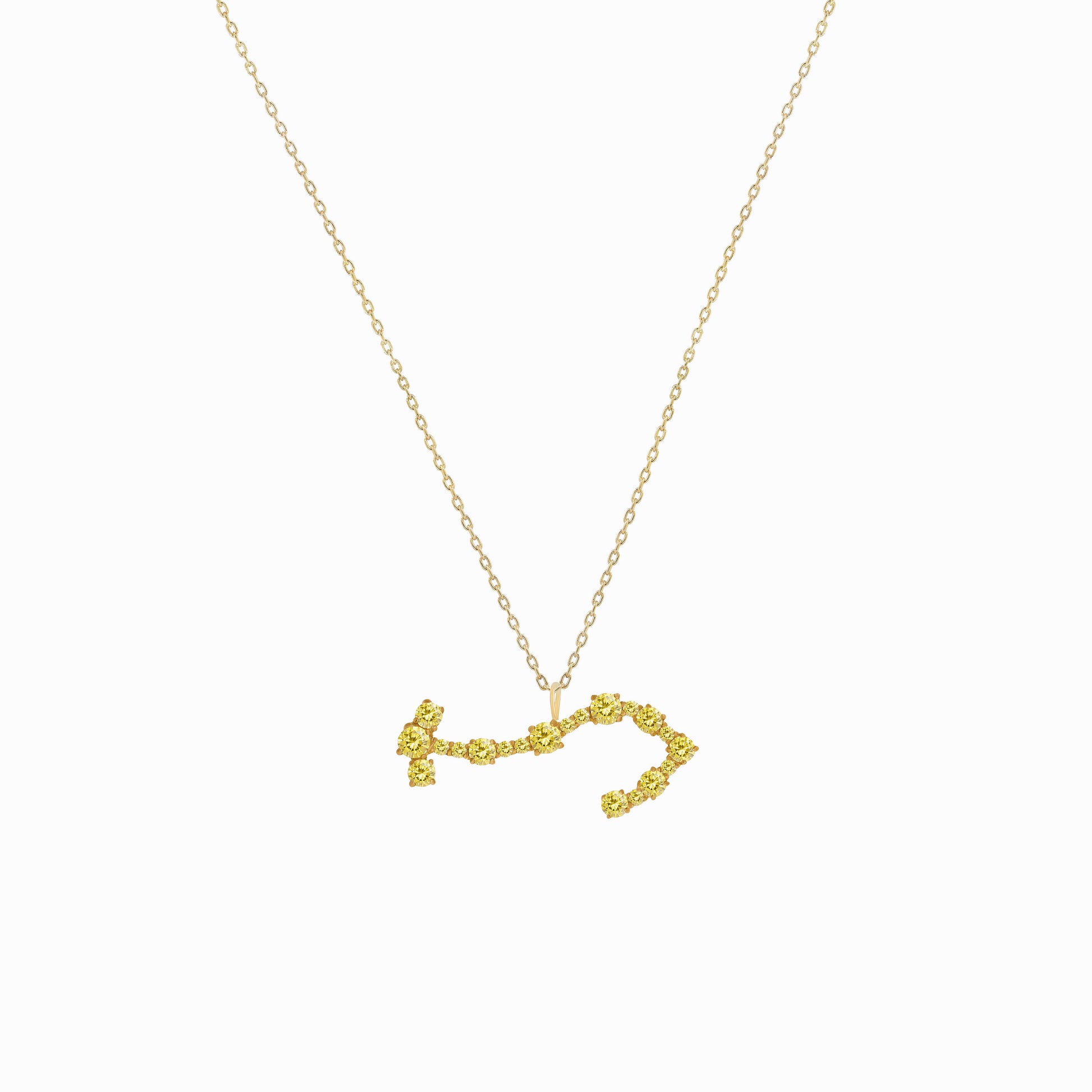 Scorpio Zodiac Constellation Pendant 14K Solid Gold Citrine Birthstone