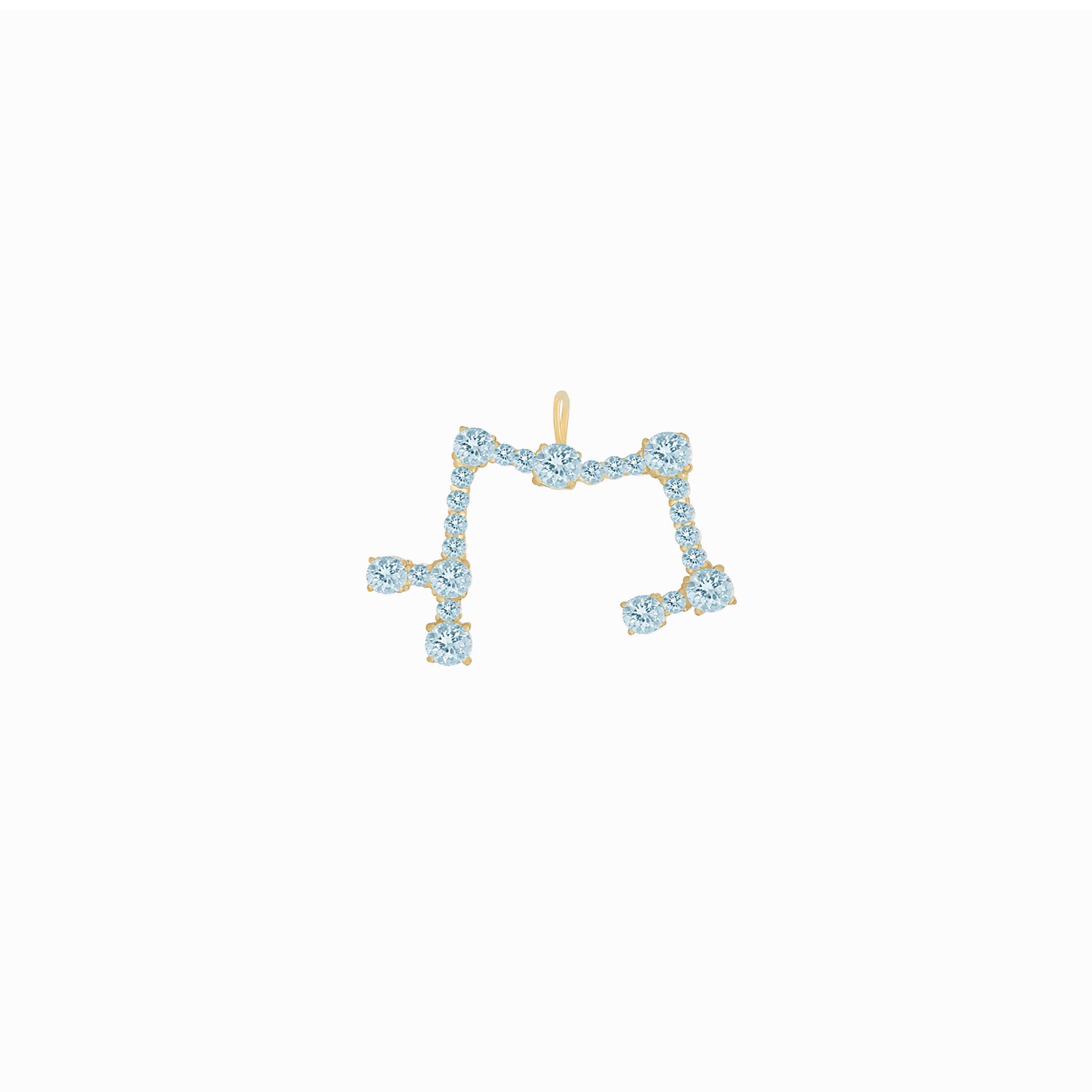 Sagittarius Constellation Pendant 14K Solid Gold Blue Topas Birthstone
