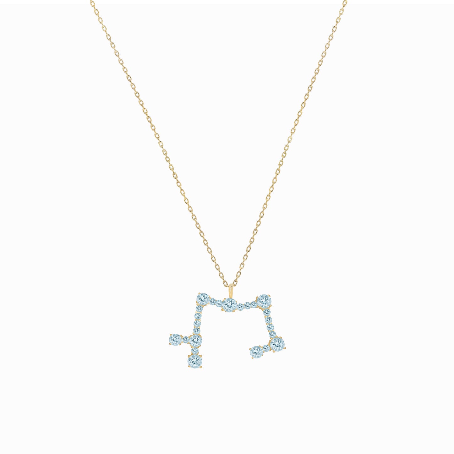 Sagittarius Constellation Pendant 14K Solid Gold Blue Topas Birthstone