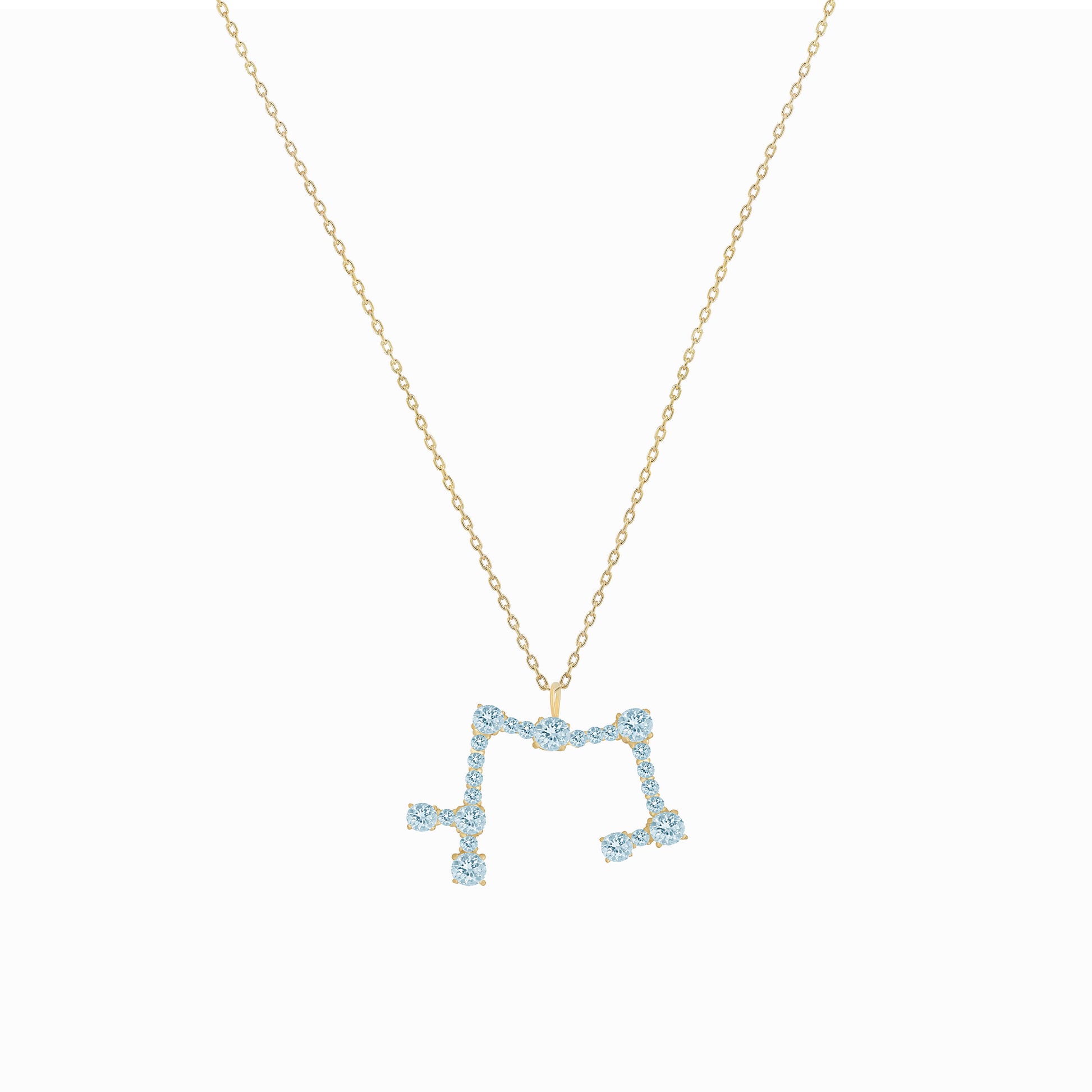 Sagittarius Constellation Pendant 14K Solid Gold Blue Topas Birthstone