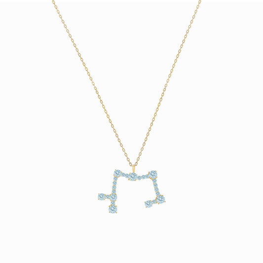 Sagittarius Constellation Pendant 14K Solid Gold Blue Topas Birthstone