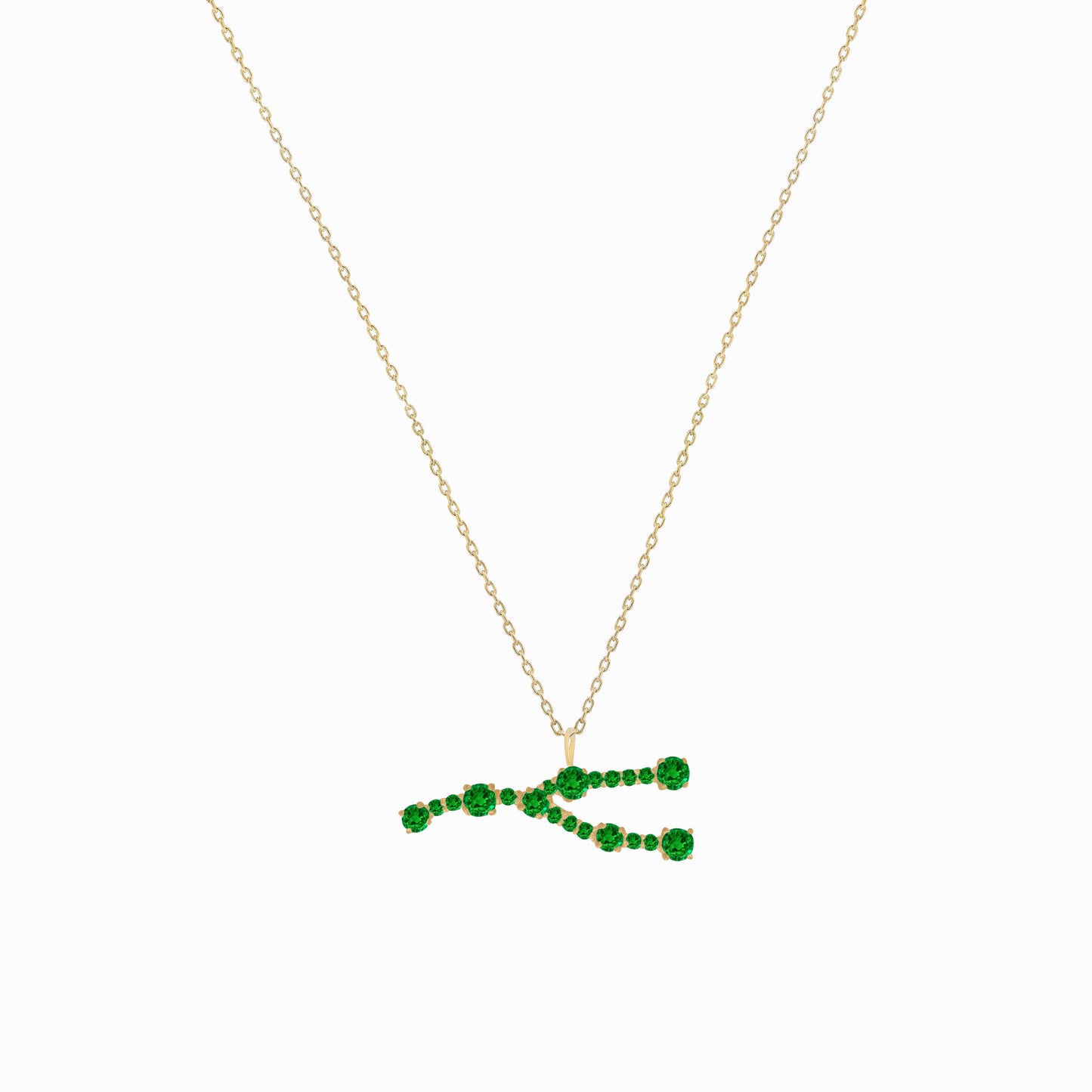 Taurus Zodiac Constellation Pendant 14K Solid Gold Emerald Birthstone