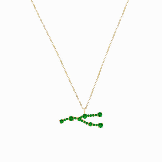Taurus Zodiac Constellation Pendant 14K Solid Gold Emerald Birthstone