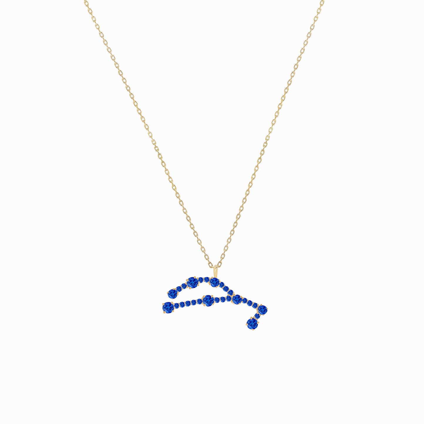 Virgo Constellation Pendant 14K Solid Gold Blue Sapphire Birthstone