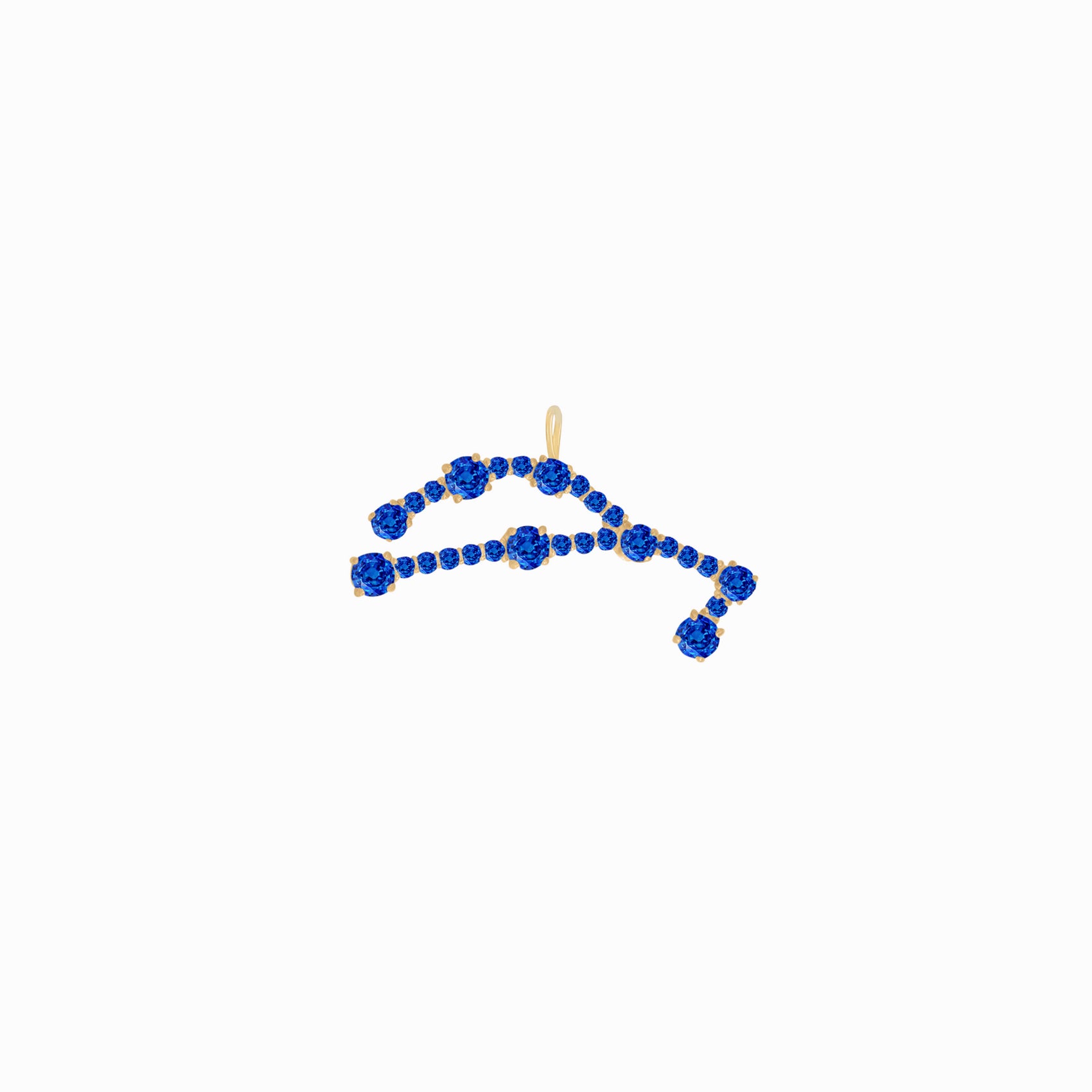 Virgo Constellation Pendant 14K Solid Gold Blue Sapphire Birthstone