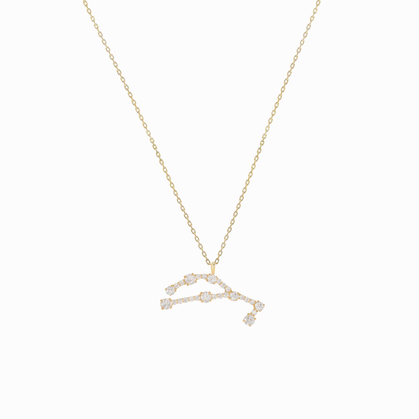 Virgo Zodiac Constellation Pavé Diamond Pendant 14K Solid Gold