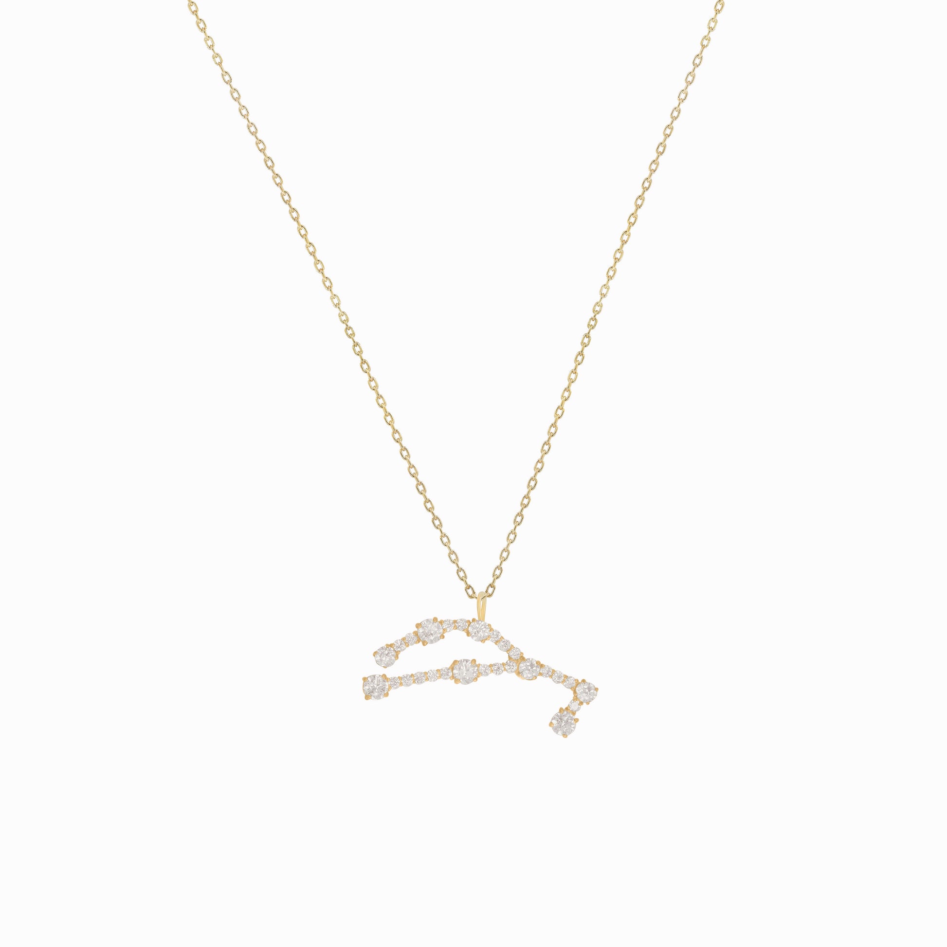 Virgo Zodiac Constellation Pavé Diamond Pendant 14K Solid Gold