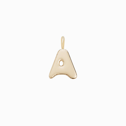 Soft Puffy Bubble Initial Letter Charm 14K Solid Gold Collection