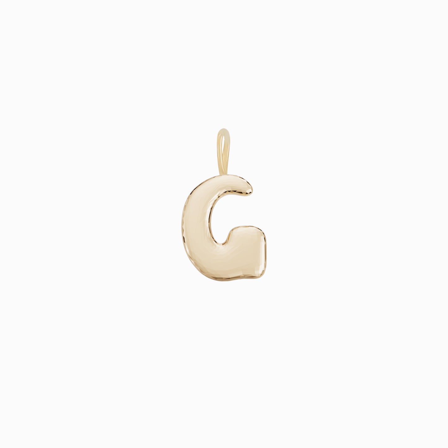 Soft Puffy Initial Letter Charm 14K Solid Gold Collection