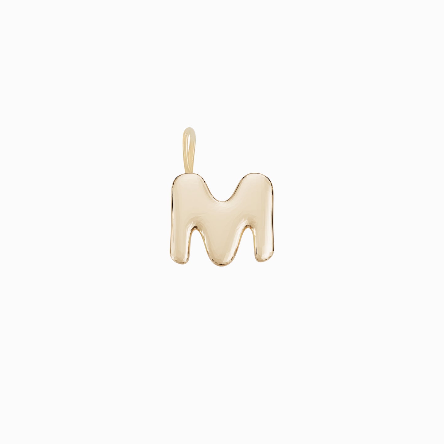 Soft Puffy Initial Letter Charm 14K Solid Gold Collection