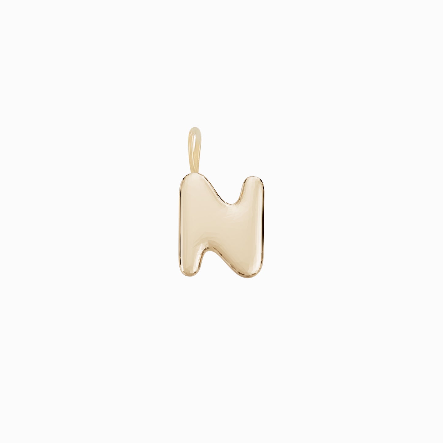 Soft Puffy Initial Letter Charm 14K Solid Gold Collection