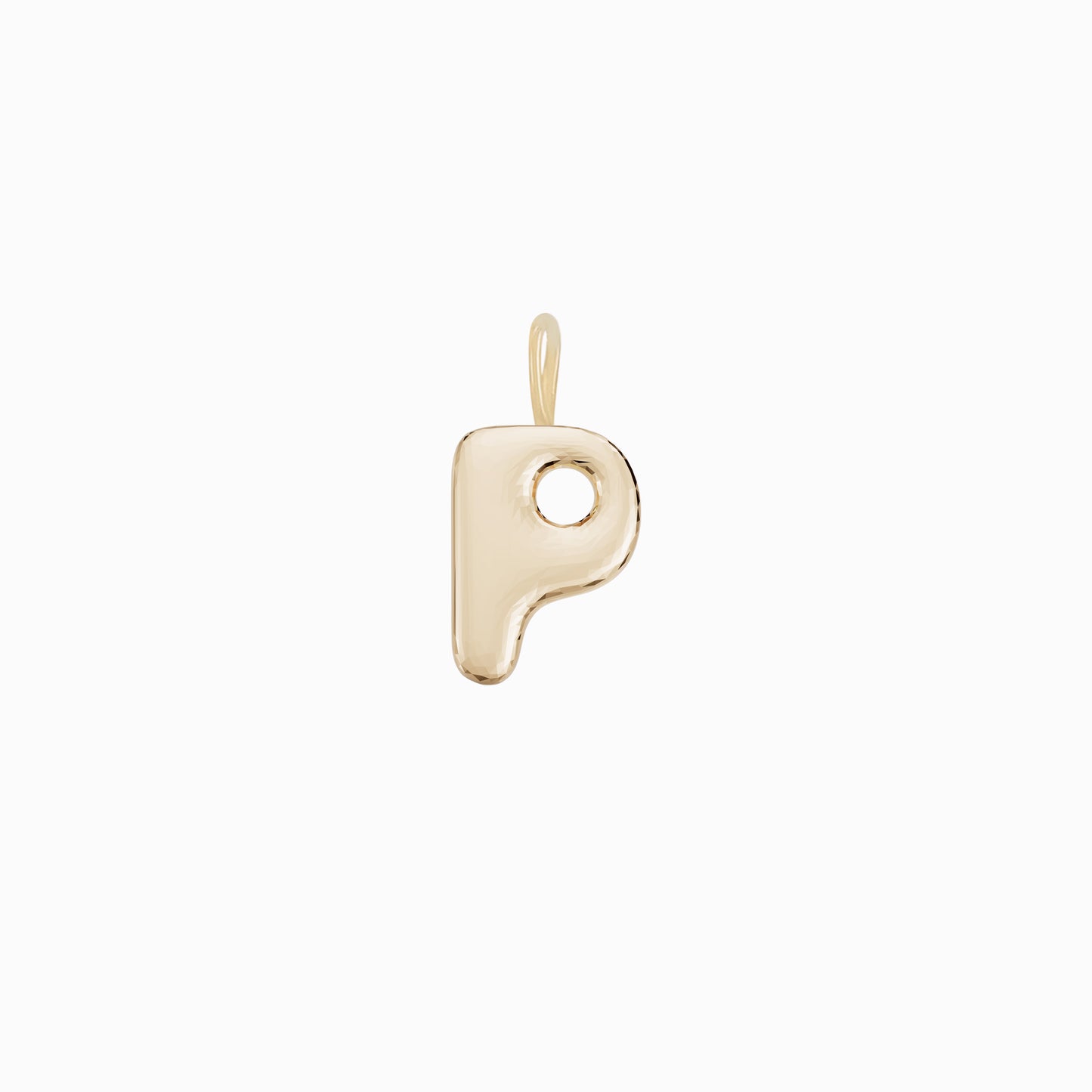 Soft Puffy Initial Letter Charm 14K Solid Gold Collection