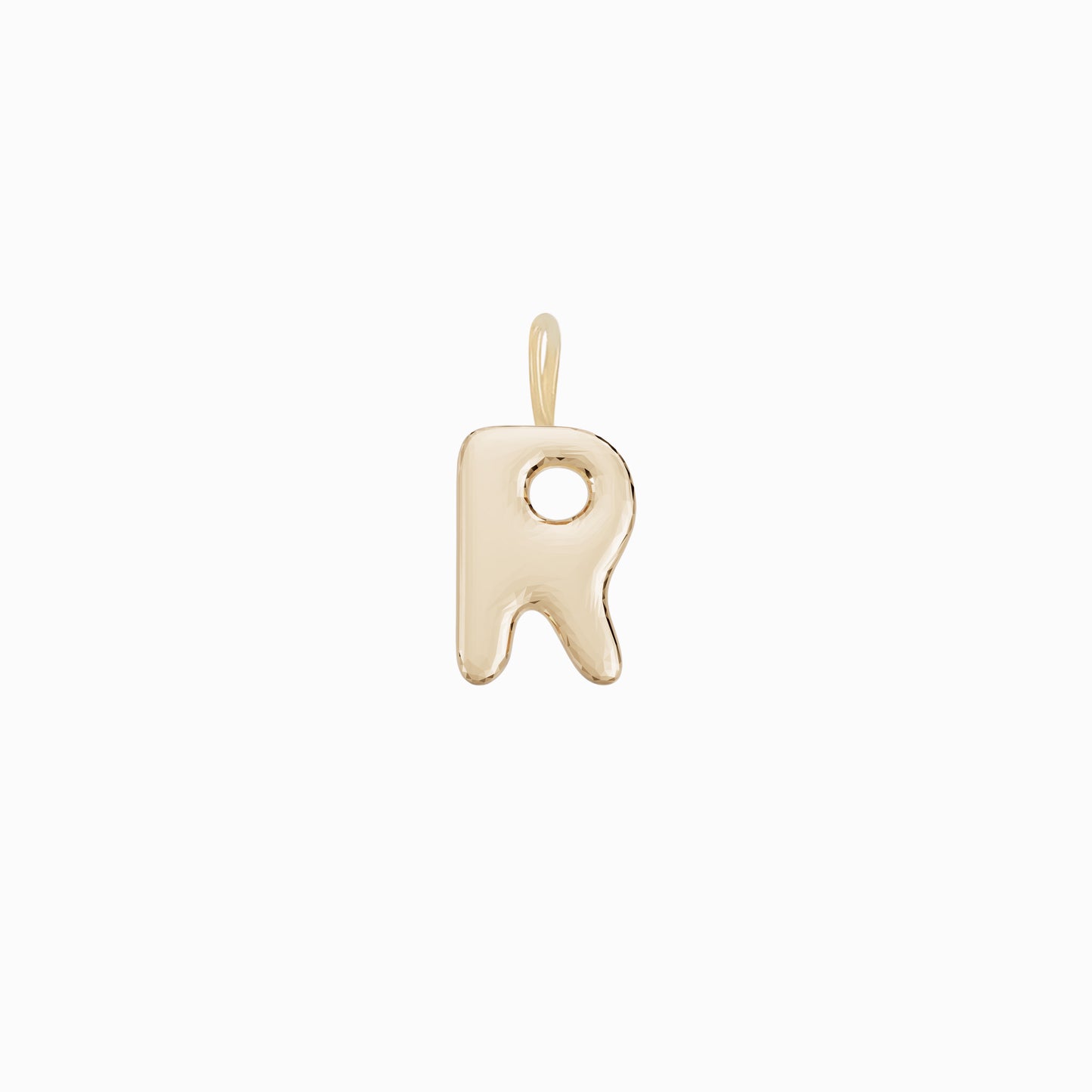 Soft Puffy Initial Letter Charm 14K Solid Gold Collection