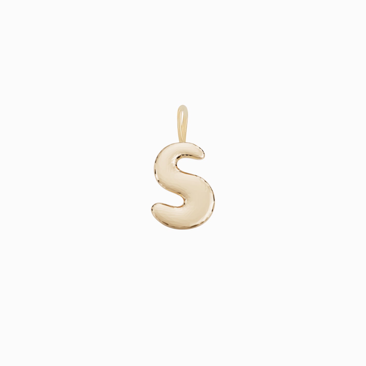 Soft Puffy Initial Letter Charm 14K Solid Gold Collection