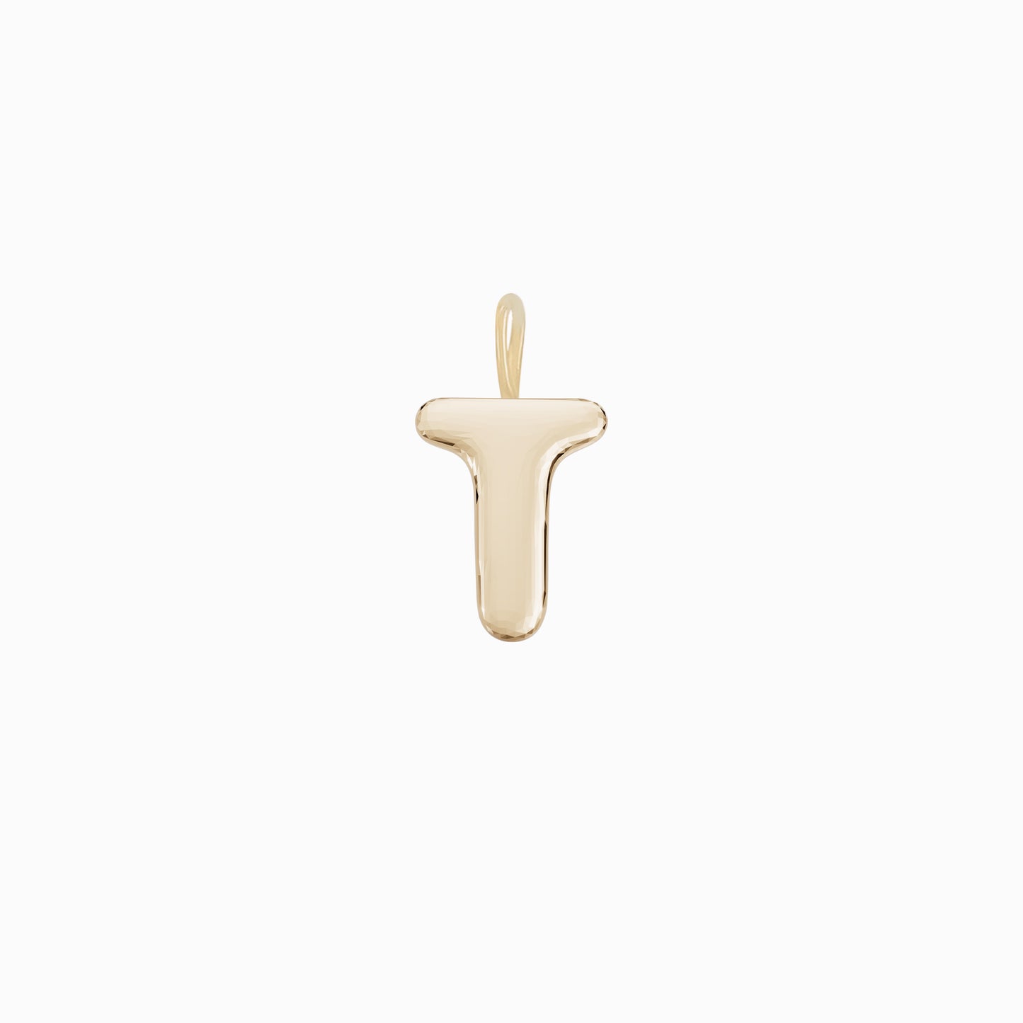 Soft Puffy Initial Letter Charm 14K Solid Gold Collection