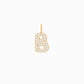 Soft Puffy Initial Letter Charm Lab Diamond Solid Gold - Personalized