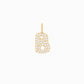 Soft Puffy Initial Letter Charm Pavé Lab Diamond 14K Solid Gold