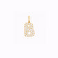 Soft Puffy Initial Letter Charm Pavé Lab Diamond 14K Solid Gold