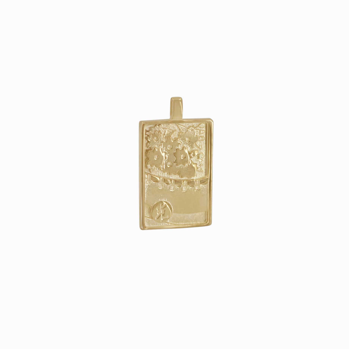 Korean Go-Stop Card Game Ogwang March Cherry Blossom Pendant 14K Solid Gold 오광 벚꽃