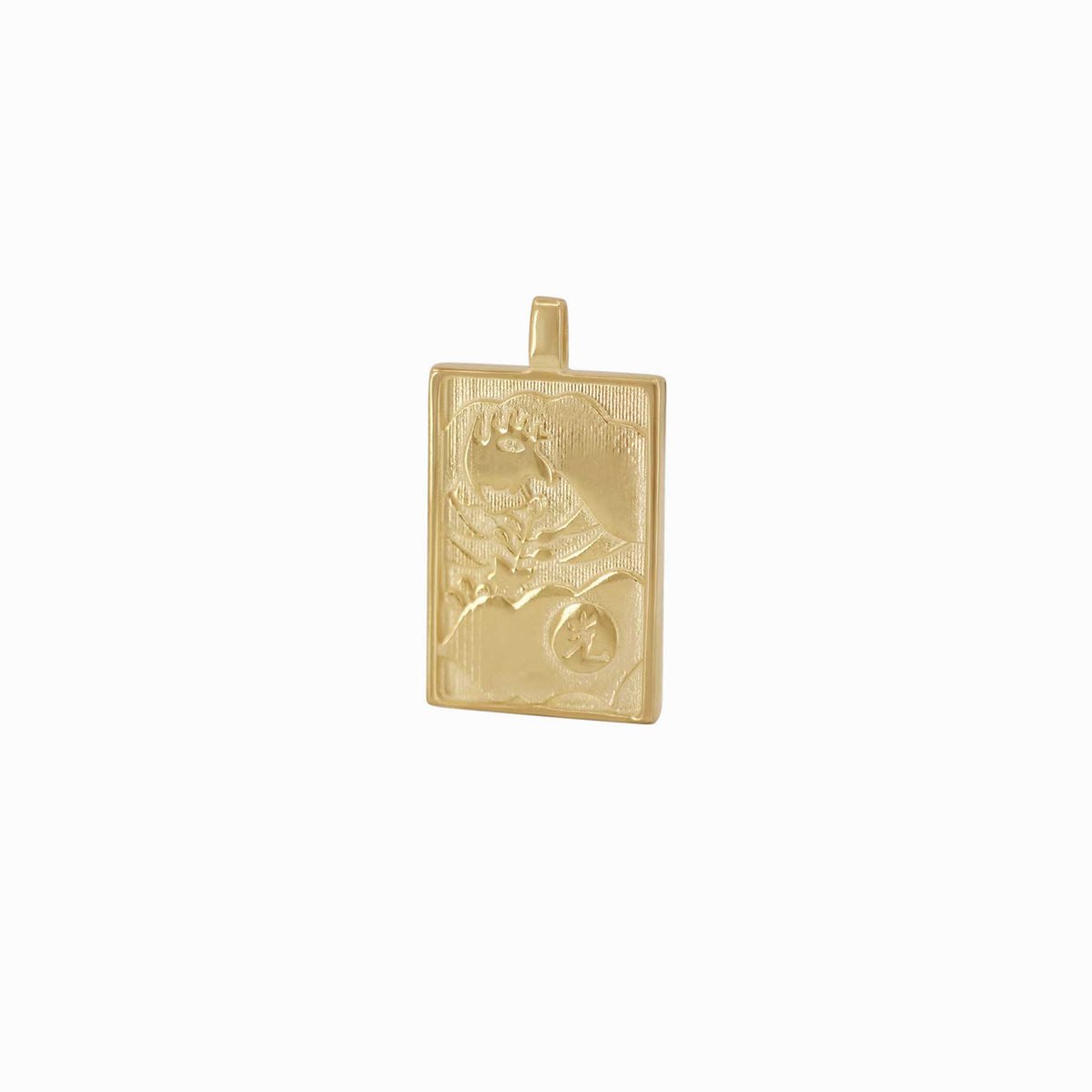 Korean Go-Stop Card Game Ogwang November Paulownia Tree Pendant 14K Solid Gold 오광 오동