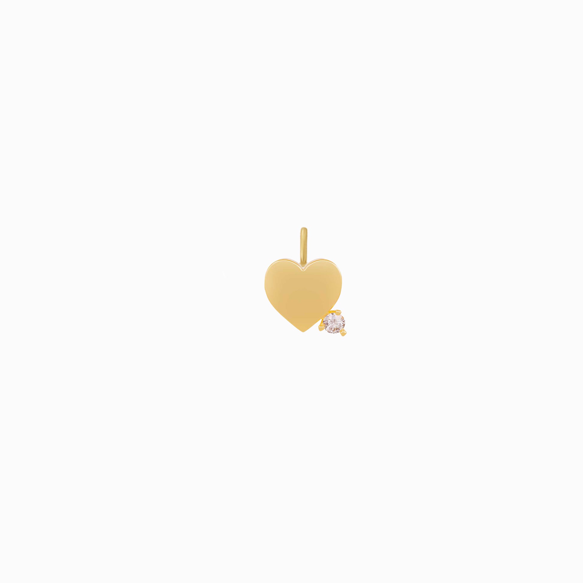 One Pavé Diamond Charm 14K Solid Gold – Heart Star Moon Lightning Bolt