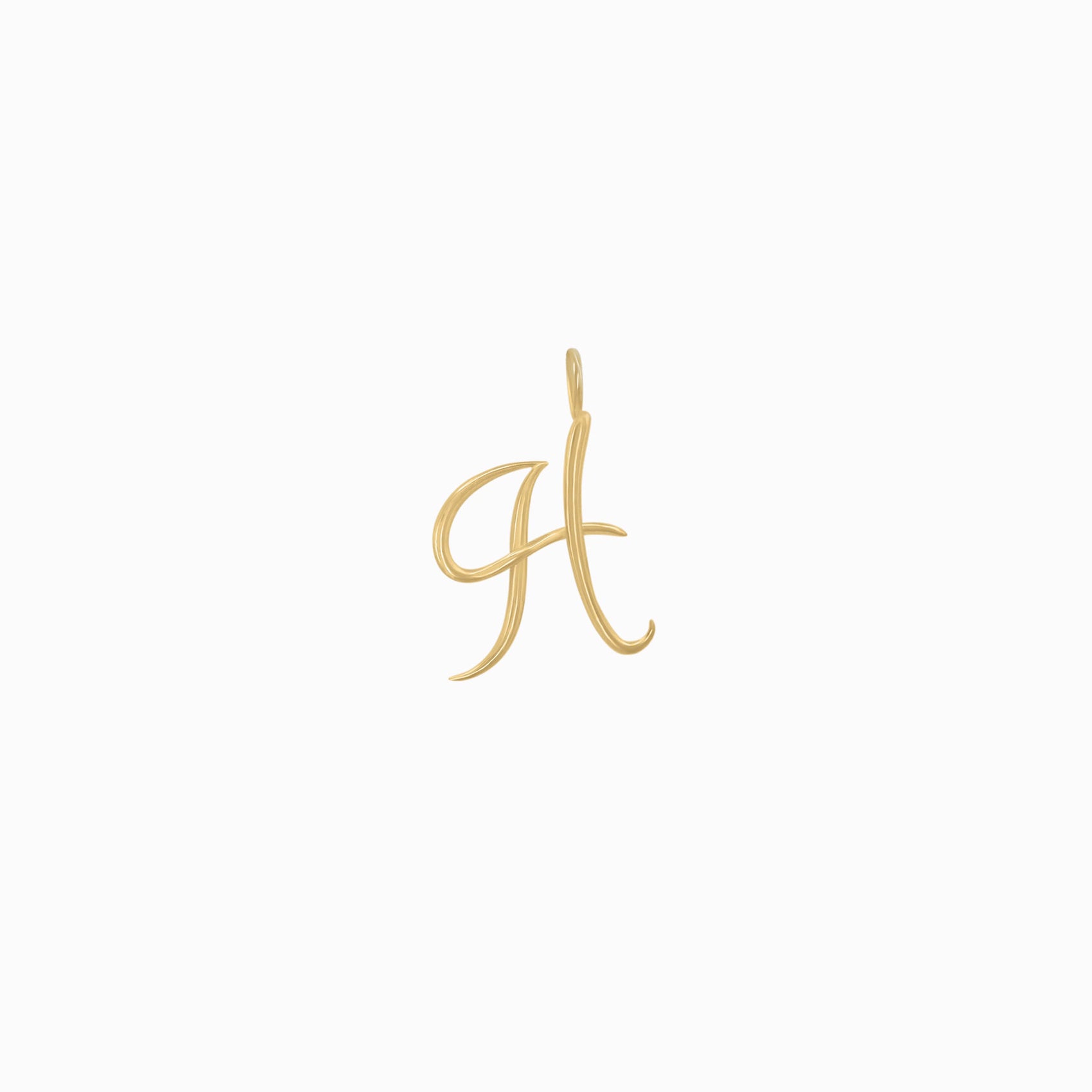 H Script Initial Letter Pendant 14K Solid Gold