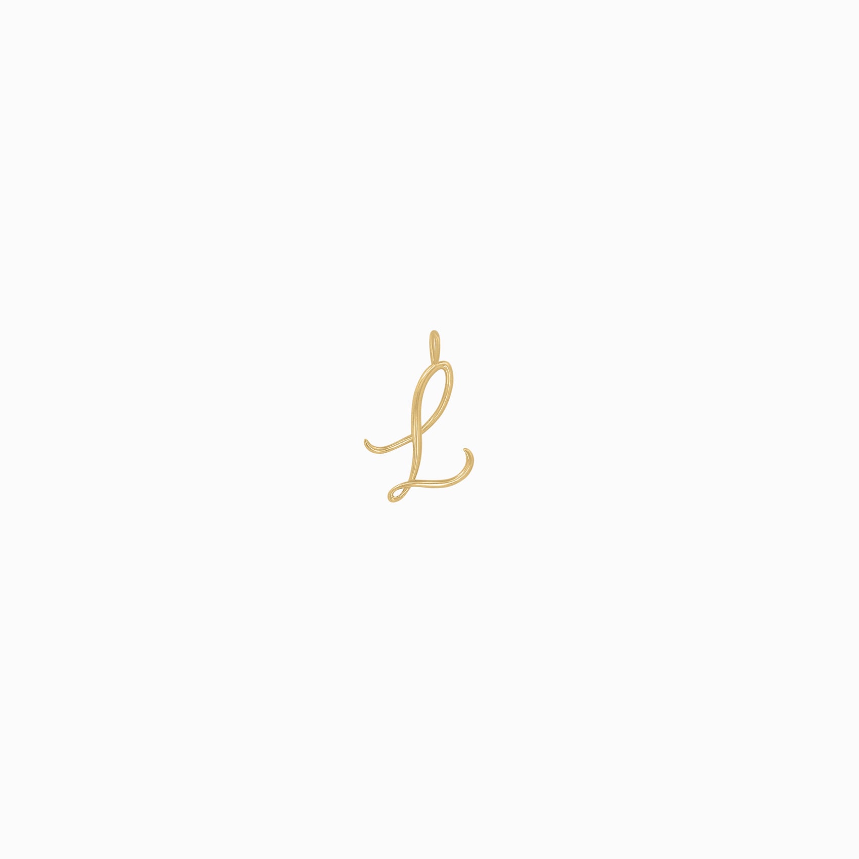 L Script Initial Letter Charm Pendant 14K Gold