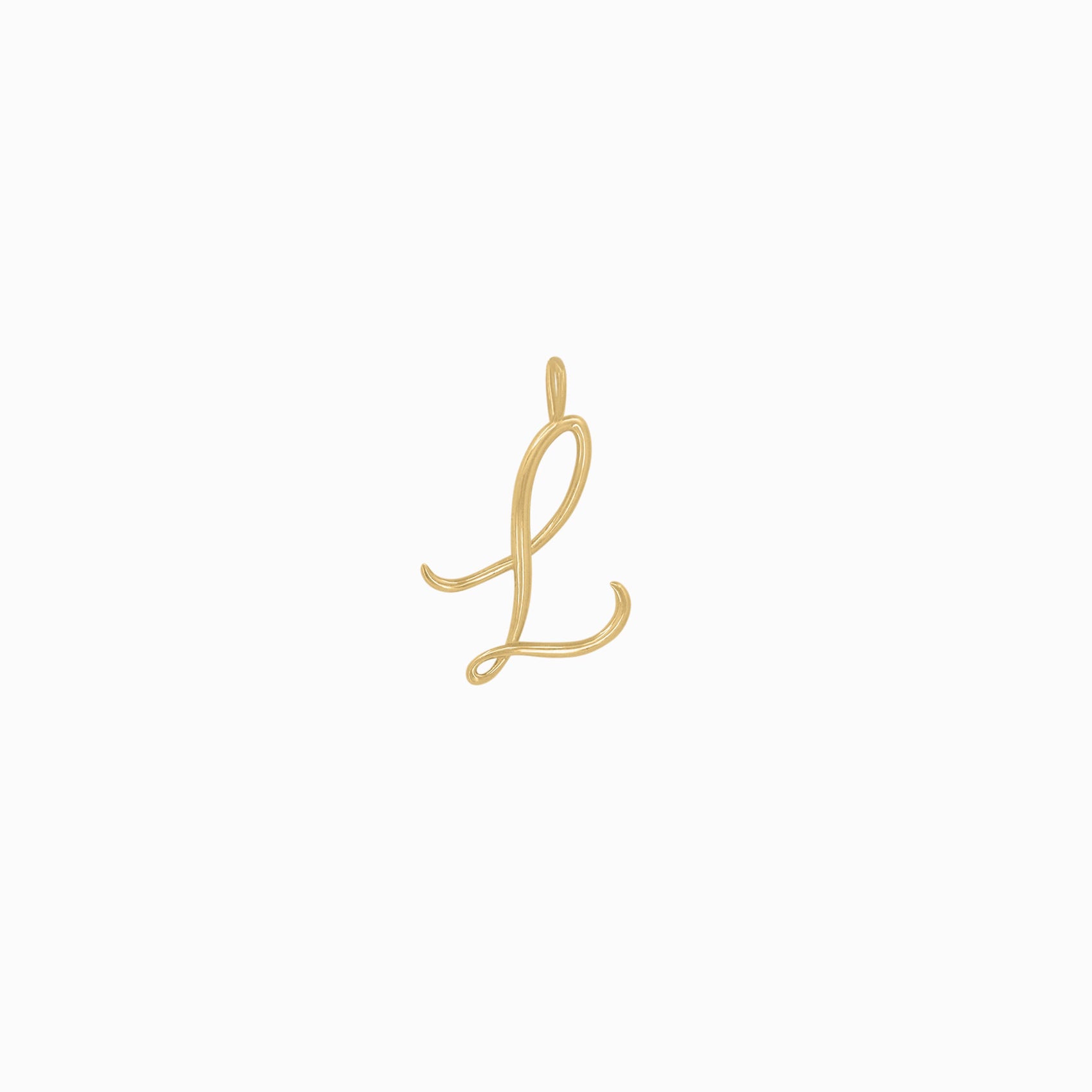 L Script Initial Letter Charm 14K Solid Gold