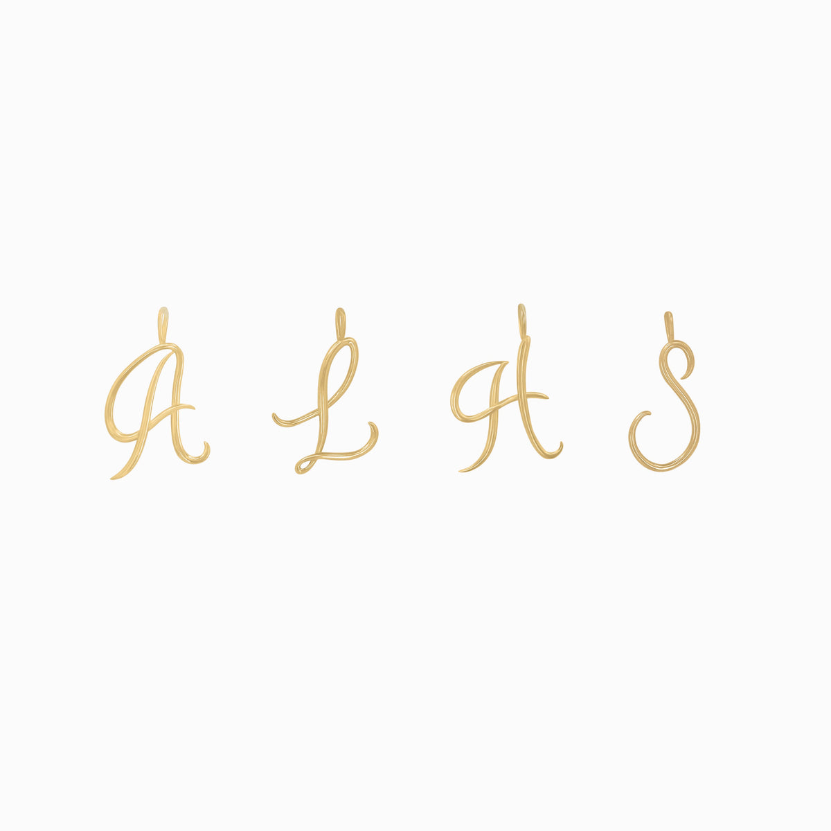 S Script Initial Letter Pendant 14K Solid Gold