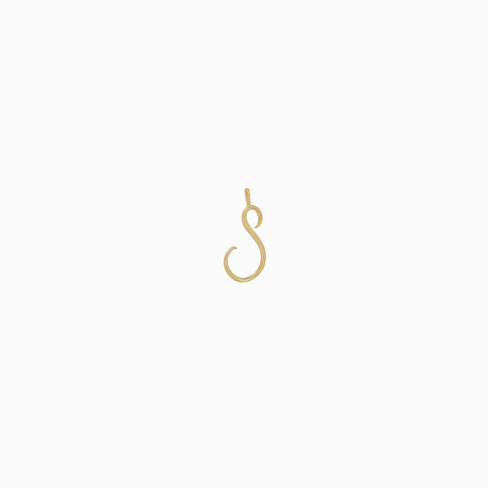 S Script Initial Letter Charm Pendant 14K Gold