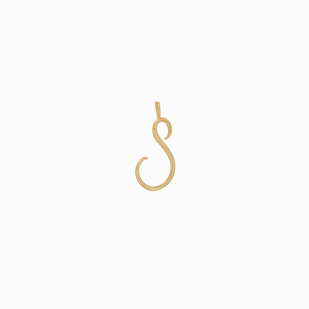 S Script Initial Letter Pendant 14K Solid Gold
