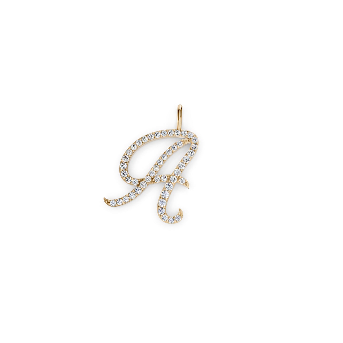 L Script Initial Letter Pavé Lab Diamond Necklace 14K Solid Gold