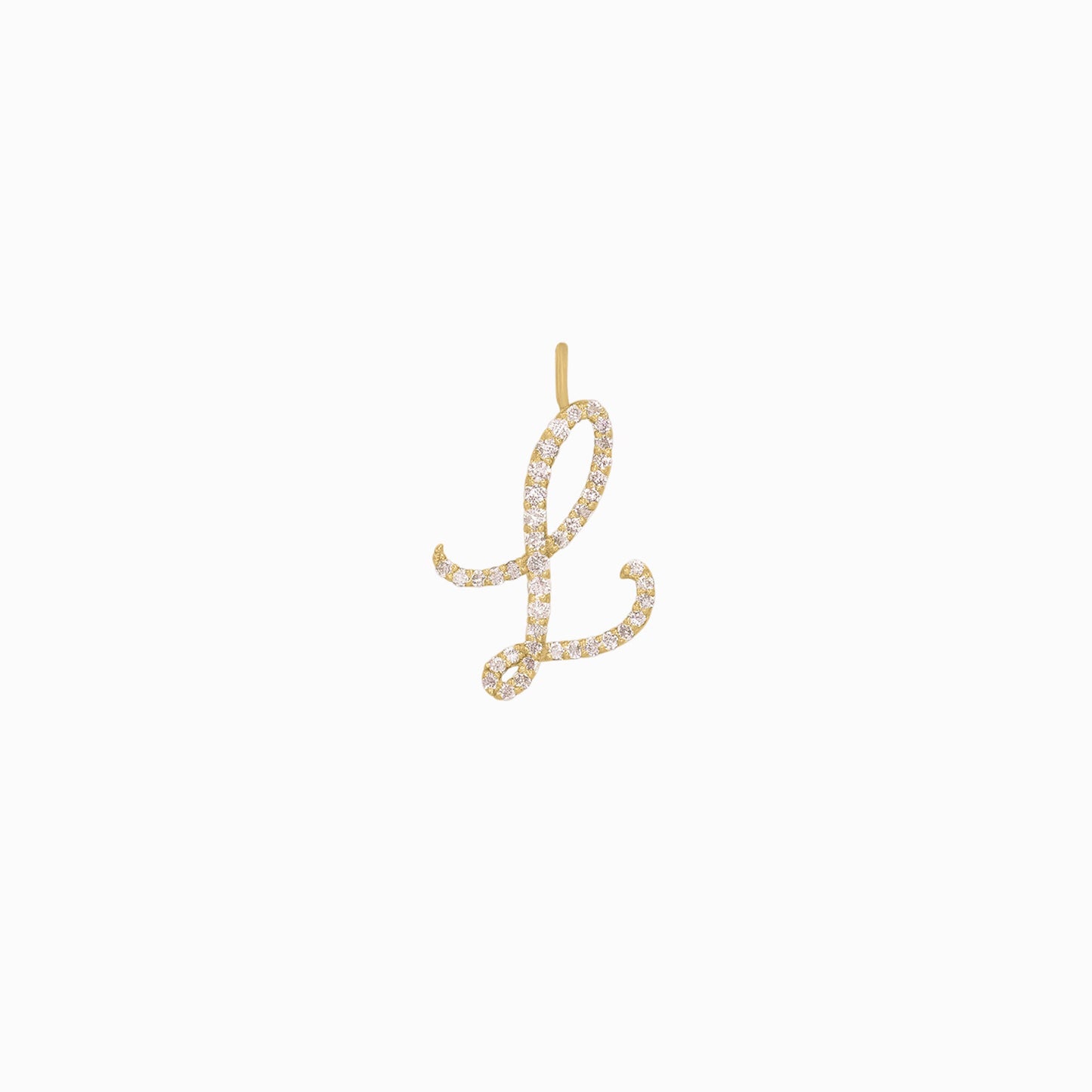L Script Initial Letter Pavé Natural Diamond Pendant 14K Solid Gold | BY L’AIMÉ NEW YORK