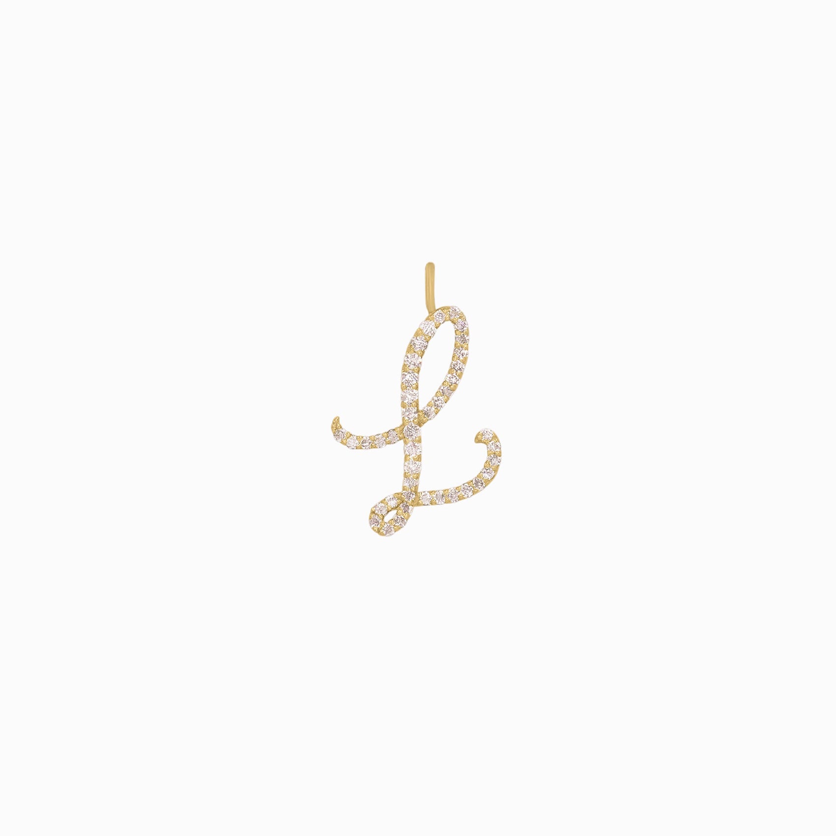 L Script Initial Letter Pavé Natural Diamond Pendant 14K Solid Gold | BY L’AIMÉ NEW YORK