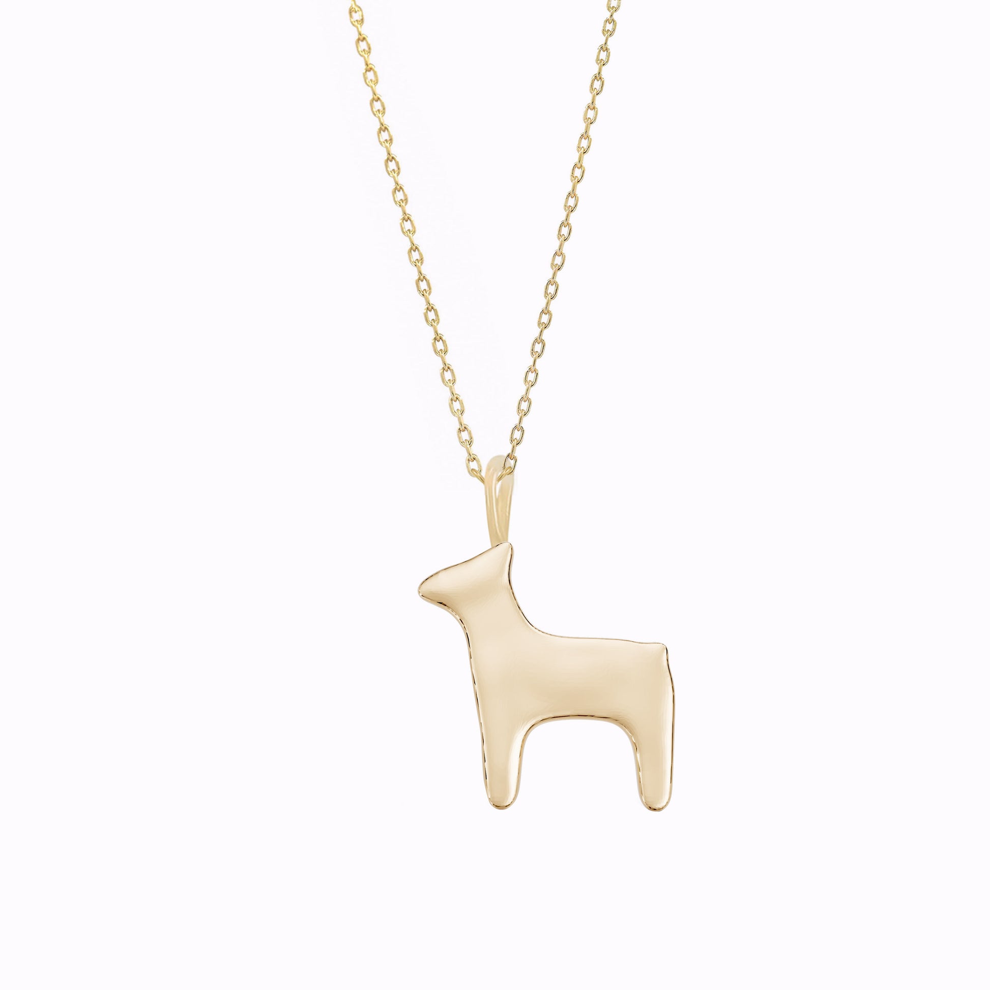 Deer Lucky Charm Necklace 14K Solid Gold | Korean Ten Symbols of Longevity 십장생 사슴