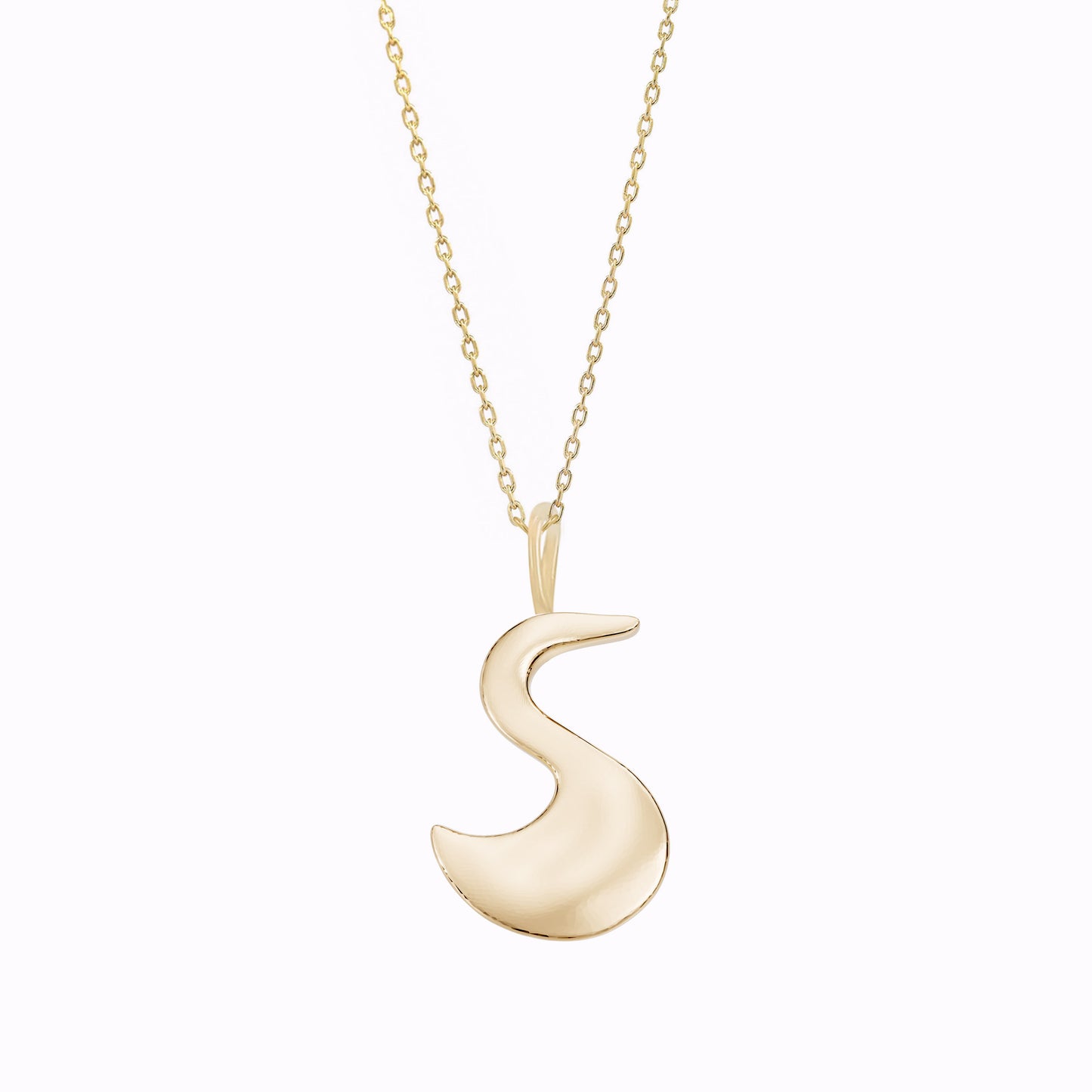 Crane Lucky Charm Necklace 14K Solid Gold | Korean Ten Symbols of Longevity 십장생 학