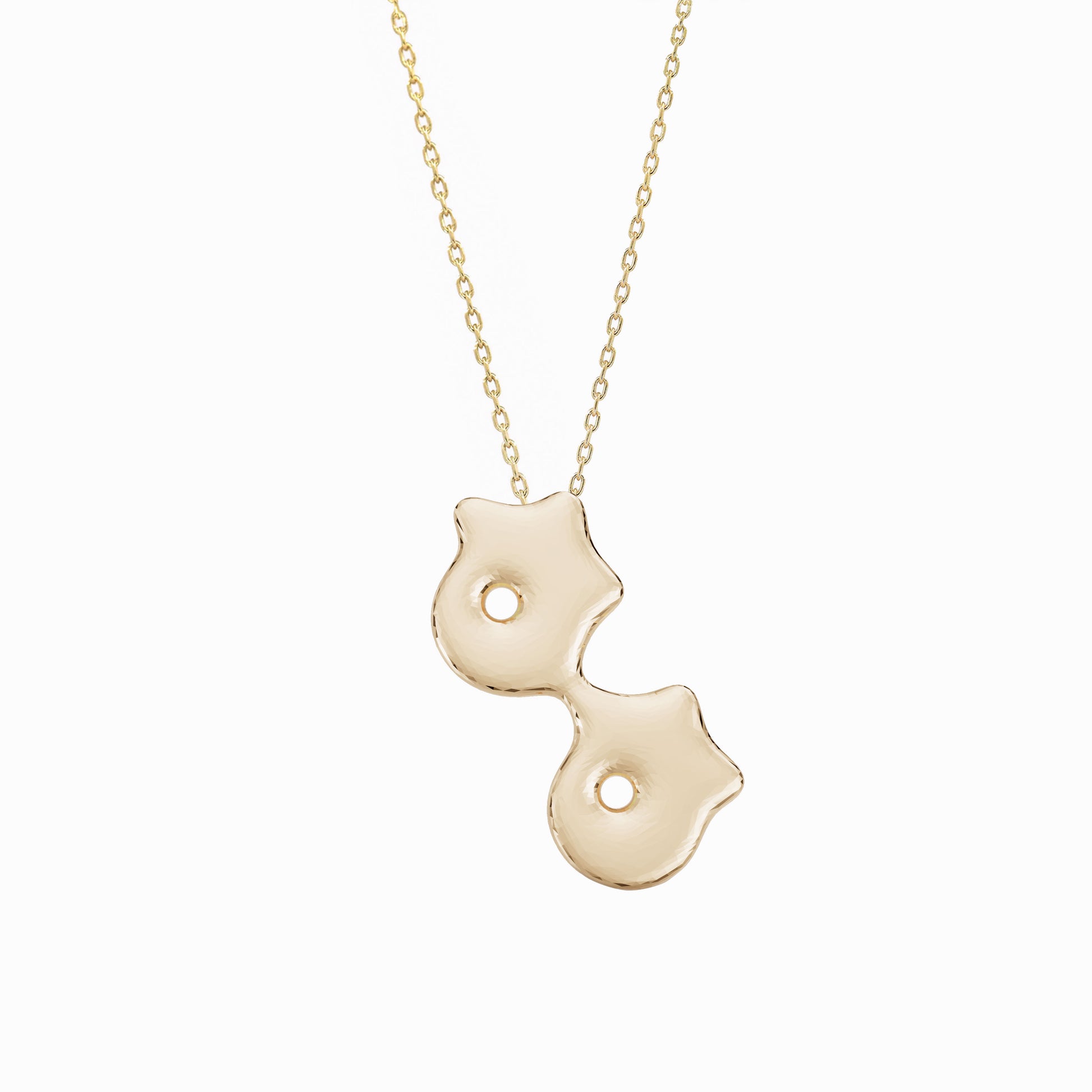 BY L’AIMÉ NEW YORK Puffy Korean Hangul Initial Pendant 14K Solid Gold ㅎㅎ 한글목걸이