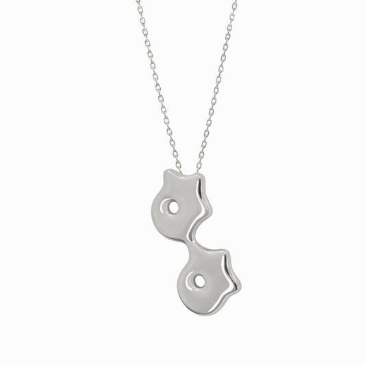 Puffy Hangul Initial Korean Letter Pendant Silver ㅎㅎ 한글 목걸이 | BY L’AIMÉ NEW YORK 