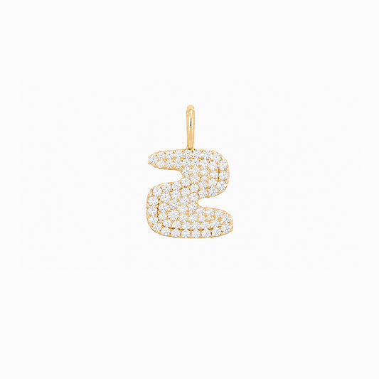 Puffy Korean Hangul Initial Letter Charm Pavé Lab Diamond 14K Solid Gold