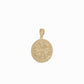 Hanok Giwa Roof Tile Korea Pendant Flower 14K Solid Gold