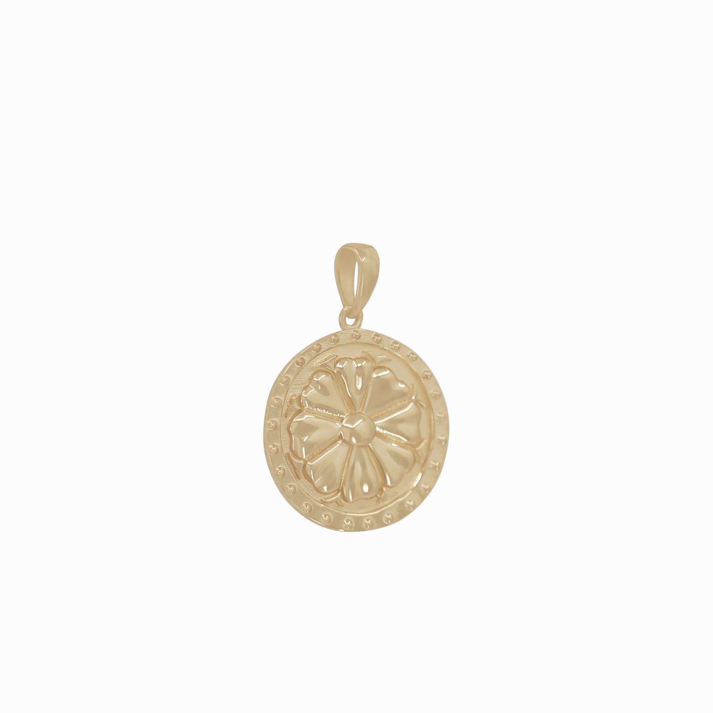 Hanok Giwa Roof Tile Korea Pendant Flower 14K Solid Gold