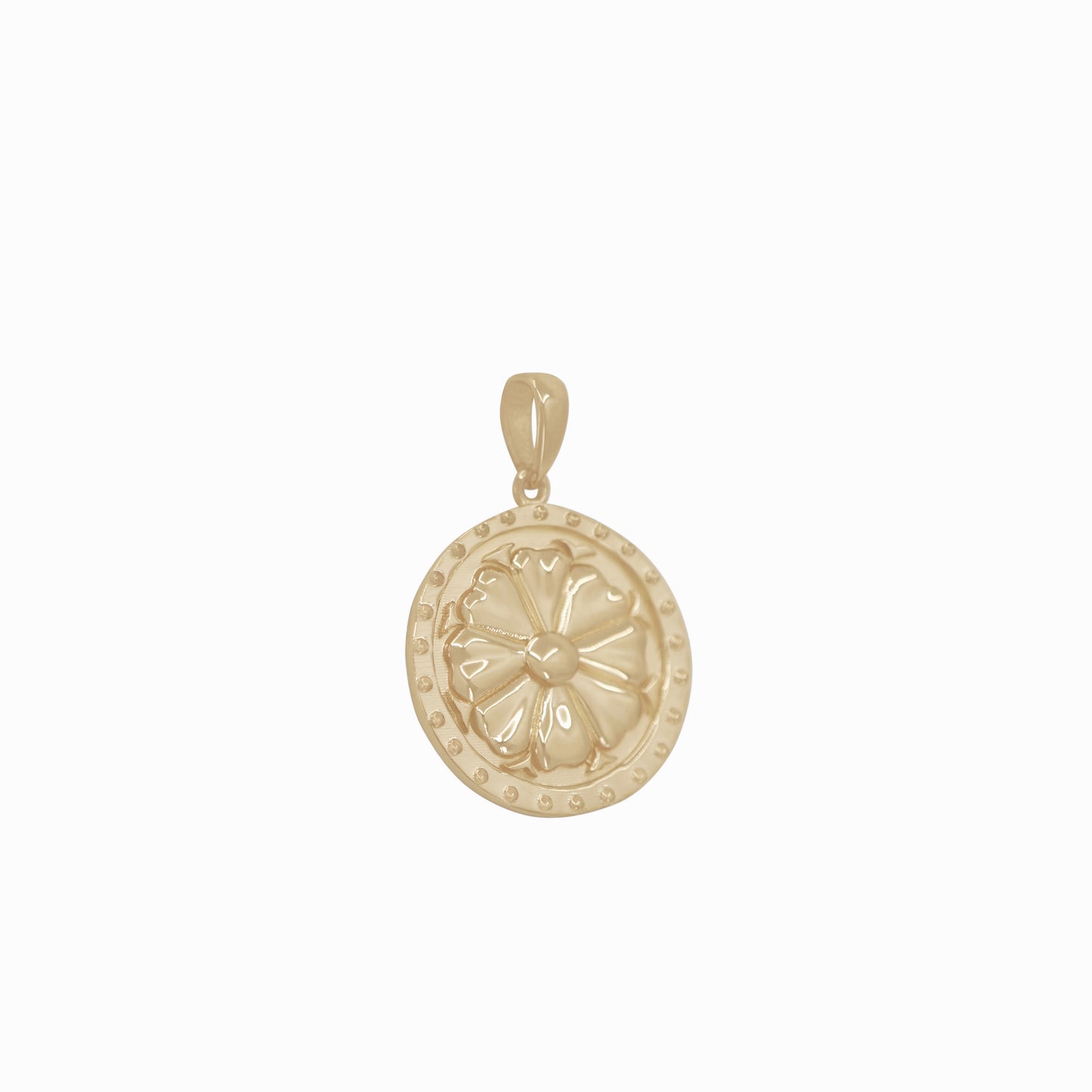 Hanok Giwa Roof Tile Korea Pendant Flower 14K Solid Gold