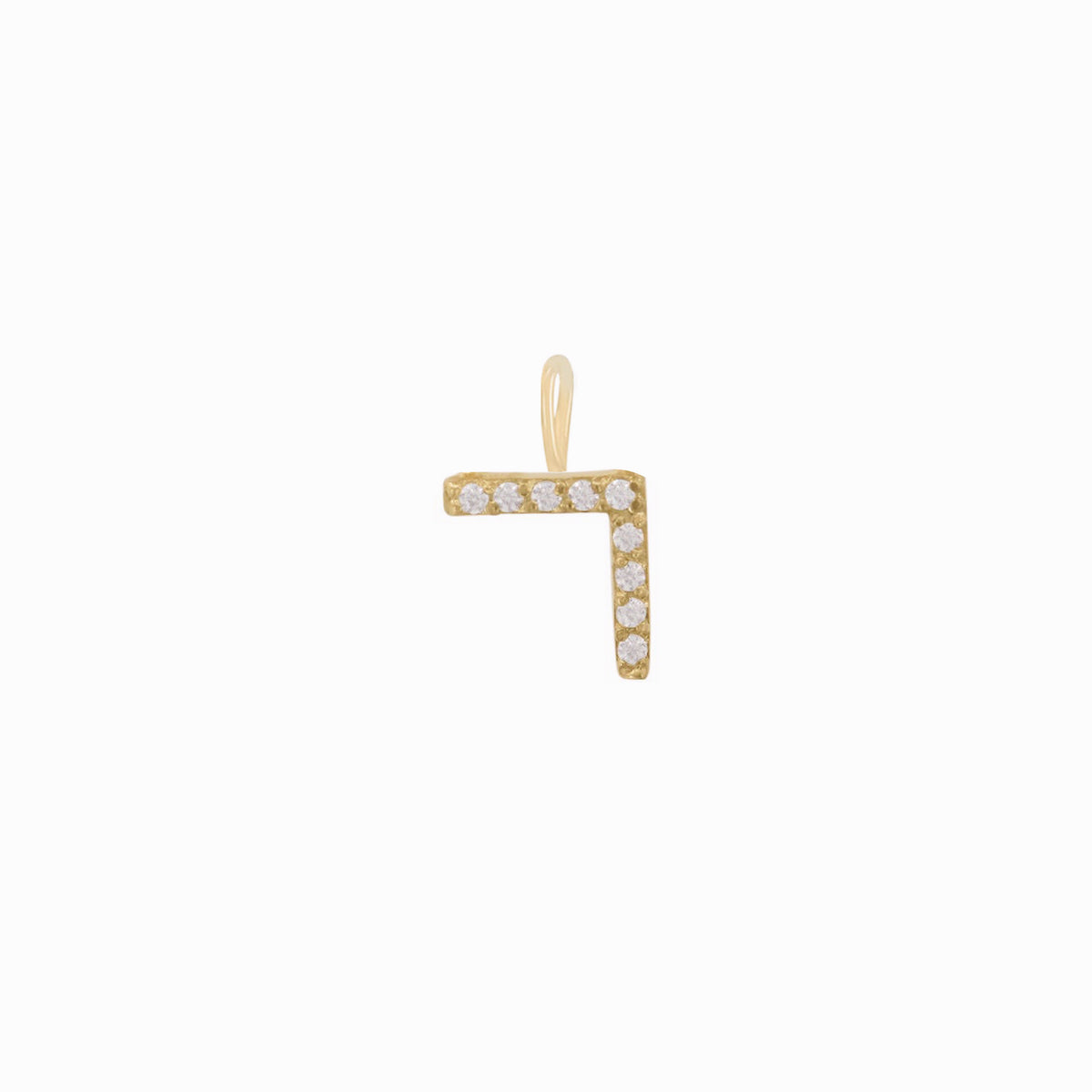 Hangul Letter Pavé Lab Diamond Necklace Charm 14K Solid Gold ㄱ