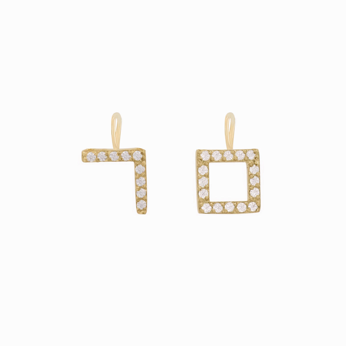 Hangul Initial Natural Diamond Necklace Korean Letter Charm 14K Solid Gold ㅁ - Personalized