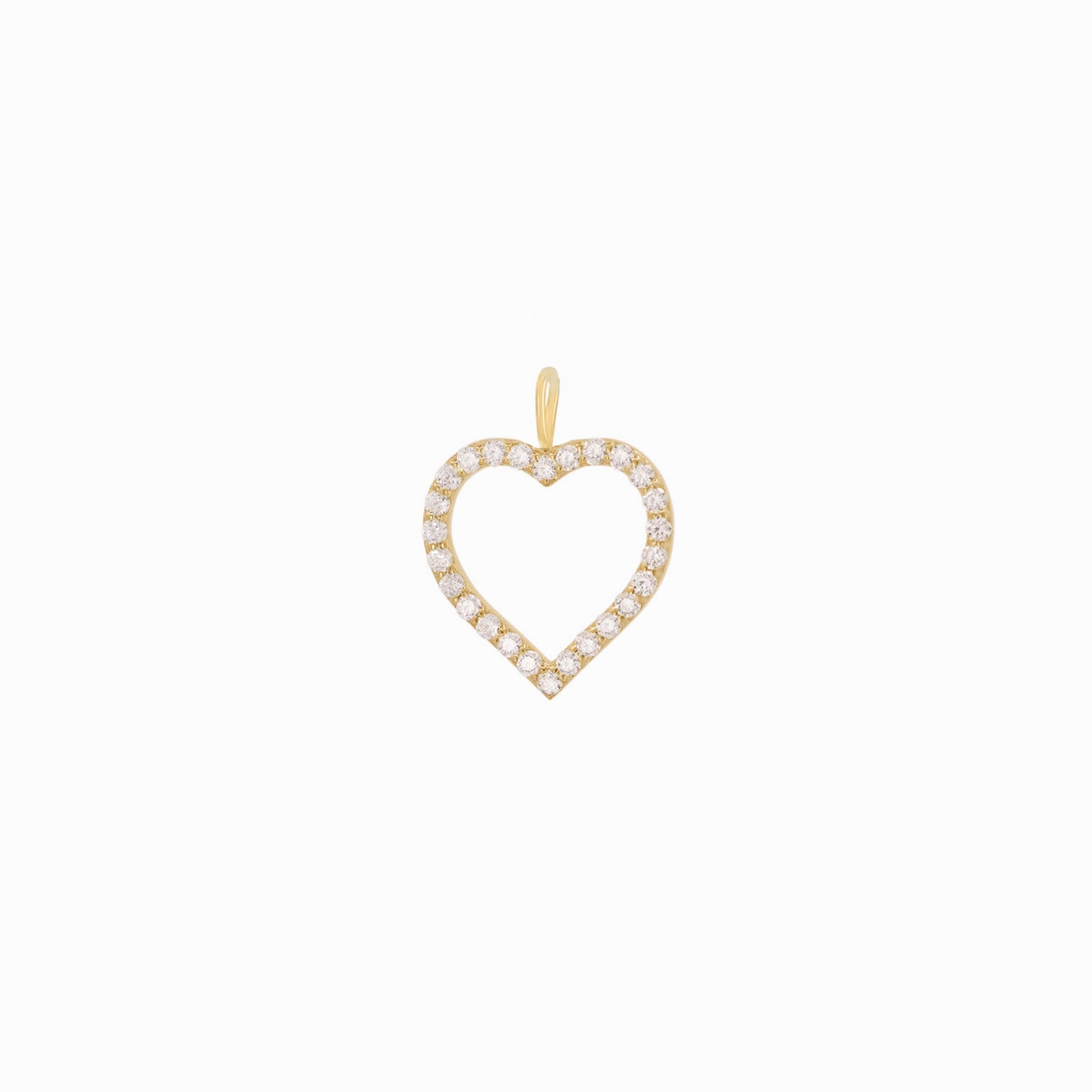 Open Heart Pavé Lab Diamond Pendant 14K Solid Gold
