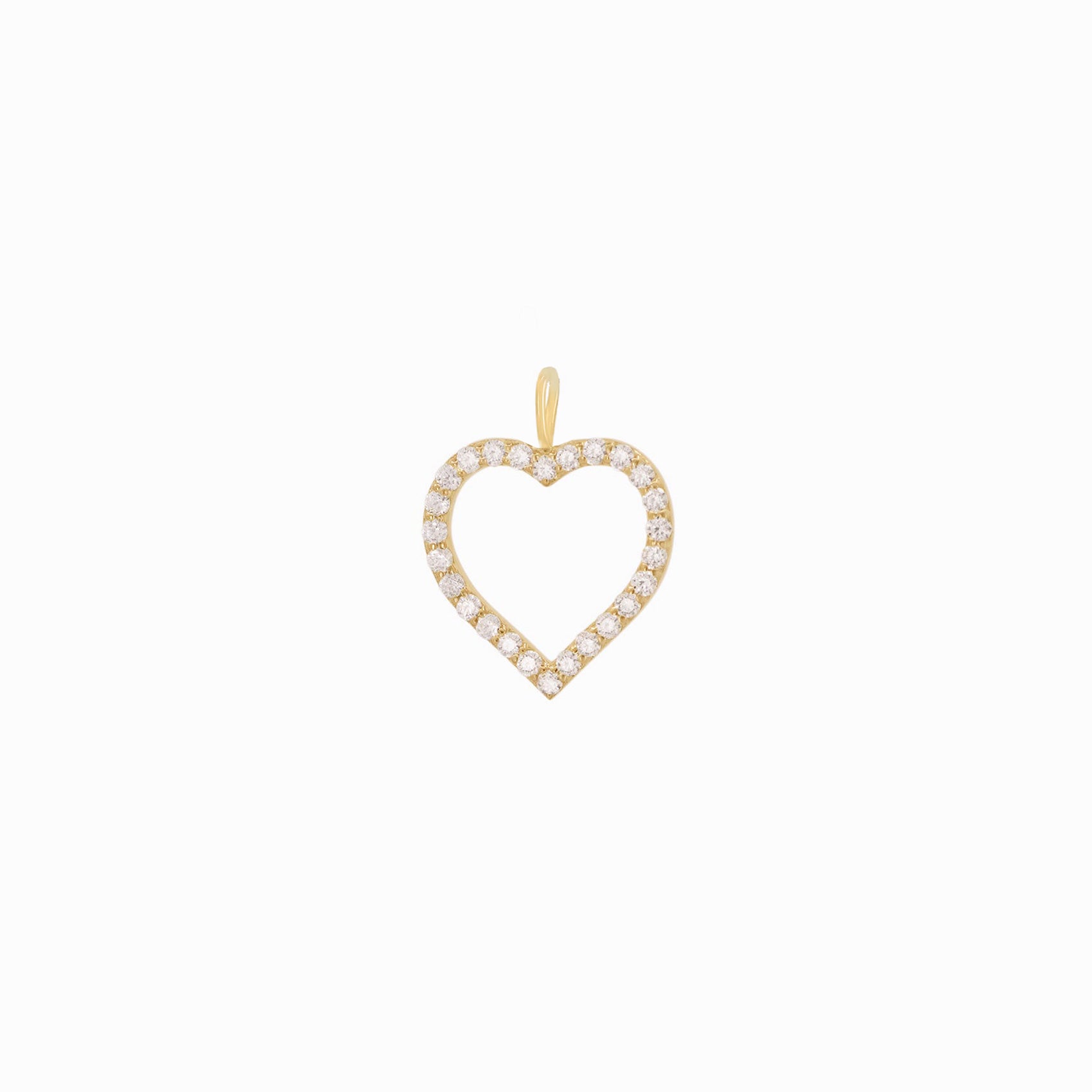 Open Heart Pavé Lab Diamond Pendant 14K Solid Gold
